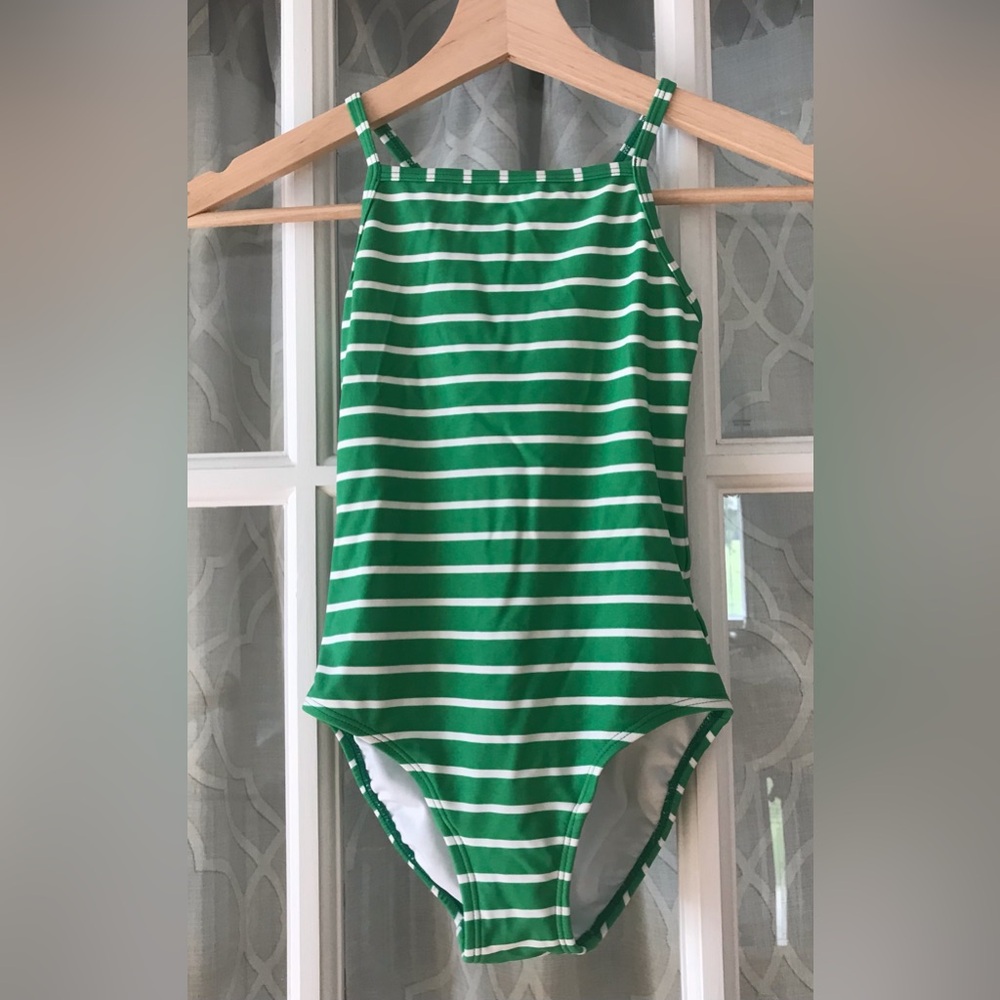 Hanna Andersson size 120 6-7 years green and white stripe dress in VGUC